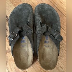Birkenstock Dark Suede Slip-On Sandals